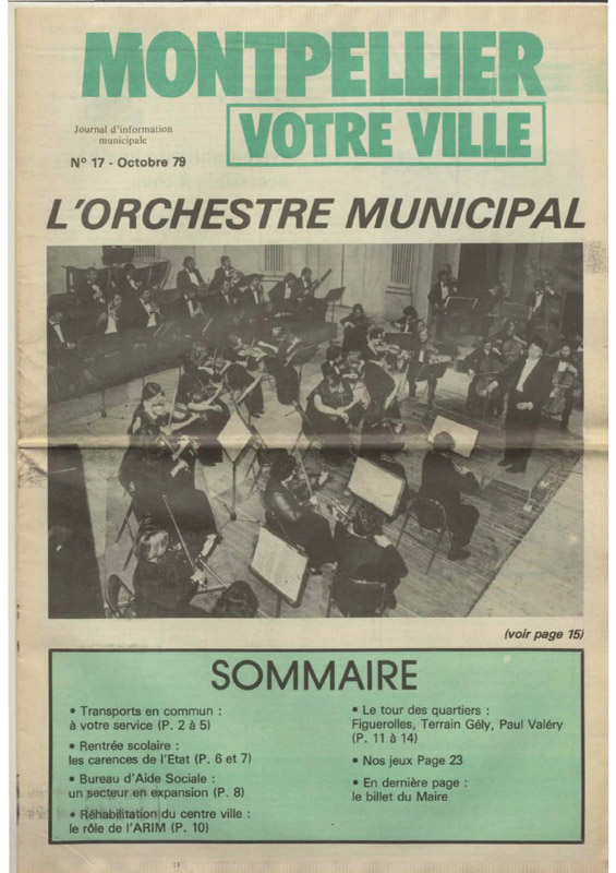 L'orchestre municipal - Une du magazine Montpellier, votre ville - journal d'information municipale