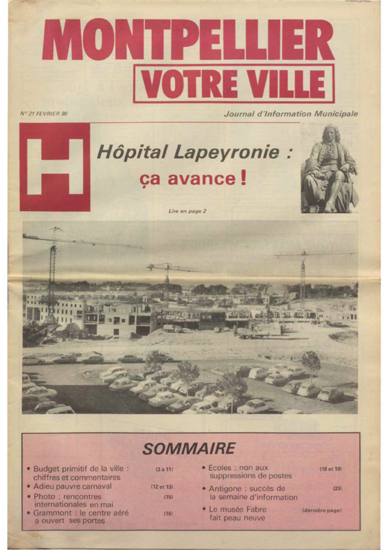 Une du magazine Montpellier, votre ville - journal d'information municipale - Mars 1980