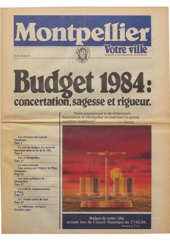 Une du magazine Montpellier, votre ville - journal d'information municipale - Avril 1984