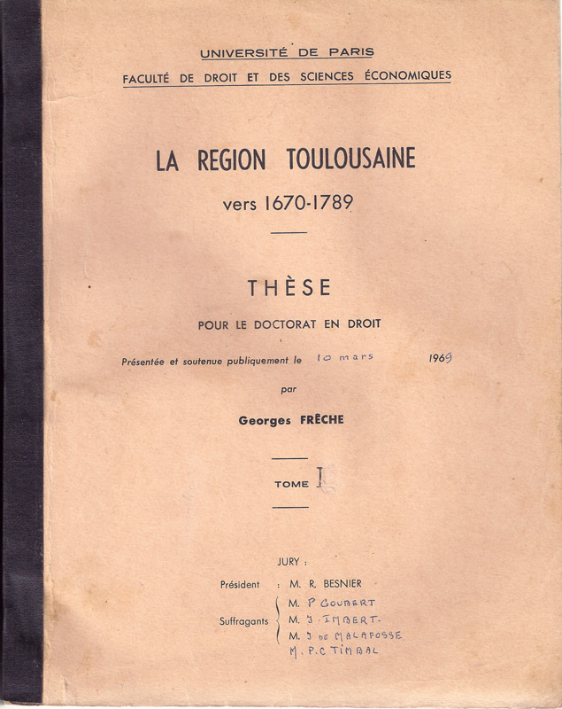 Couverture de la thèse de Georges Frêche