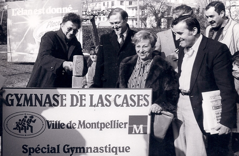 Pose de la première pierre du Gymnase Las Cases